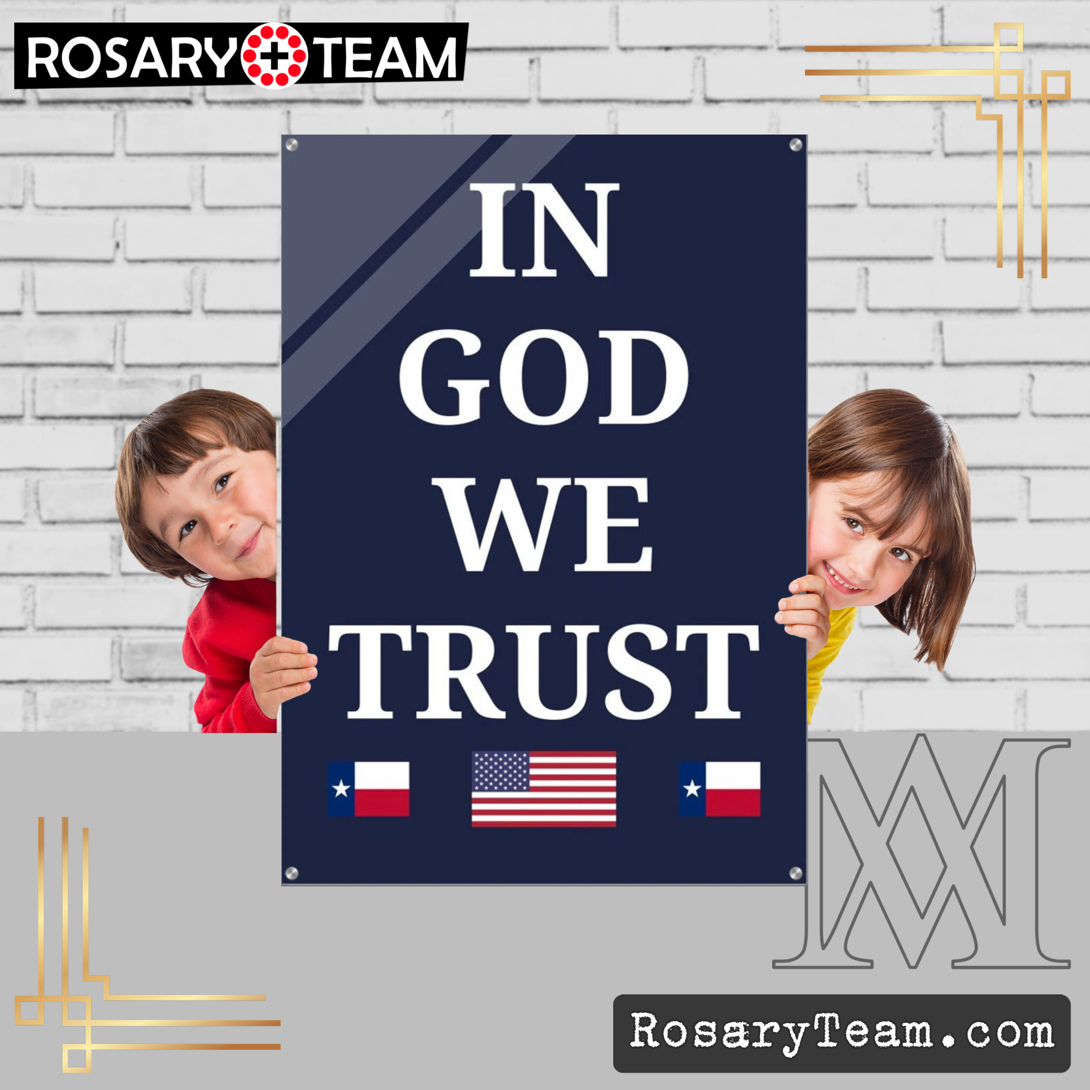 In God We Trust Premium Stunning Quality Acrylic Prints - With American and Texas Flag - Great to be donated to your School District
