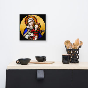 Holy Mother and Divine Child Canvas 12×12 Wall Art Rosary.Team