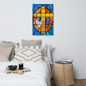 Dove and Cross Canvas Wall Art Rosary.Team