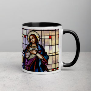 Blessed Virgin Mary Mug with Color Inside Drinkware Rosary.Team