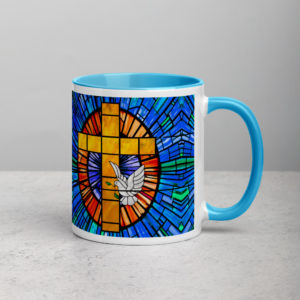 Dove and Cross Mug with Color Inside Drinkware Rosary.Team