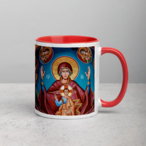 Virgin Mary Queen of Heaven Mug with Color Inside Drinkware Rosary.Team
