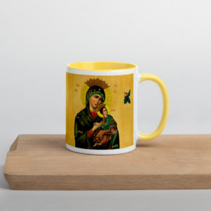 Our Lady of Perpetual Help Mug with Color Inside Drinkware Rosary.Team