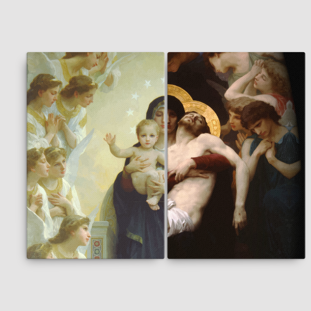 Mysteria Dolorosa Mysteria Gaudiosa - Canvas Bouguereau Diptych - Magnus 48x36