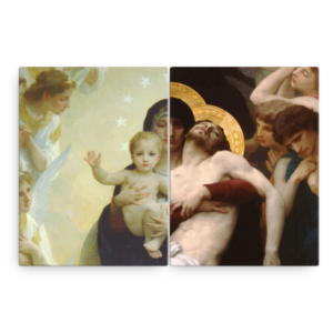 Mysteria Dolorosa Mysteria Gaudiosa – Canvas Bouguereau Diptych – Small 24×16 Triptychs Rosary.Team