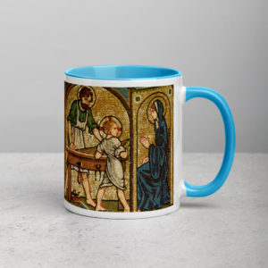 Learning Holiness at the School of Nazareth Mug with Color Inside Drinkware Rosary.Team
