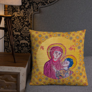 Our Lady Ancient Syriac Icon – Premium Pillow Pillows Rosary.Team