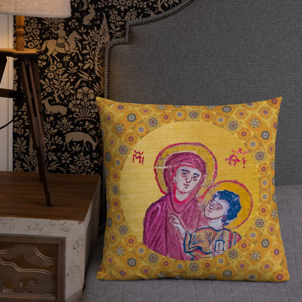 Our Lady Ancient Syriac Icon - Premium Pillow