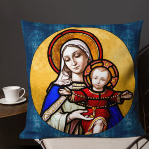 Holy Mother and Divine Child – Premium Pillow Pillows Rosary.Team