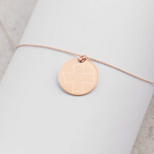 Cross - Engraved Silver Disc Necklace
