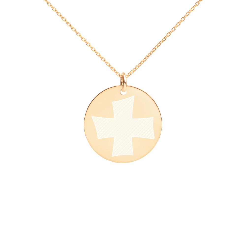 Cross – Engraved Silver Disc Necklace