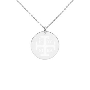 IC XC NI KA – Engraved Silver Disc Necklace Necklaces Rosary.Team