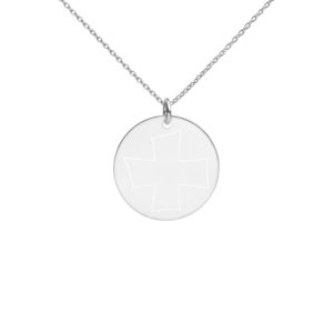 Cross – Engraved Silver Disc Necklace Necklaces Rosary.Team