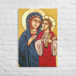 Our Lady and Divine Child – Coptic Icon – Canvas Wall Art Rosary.Team