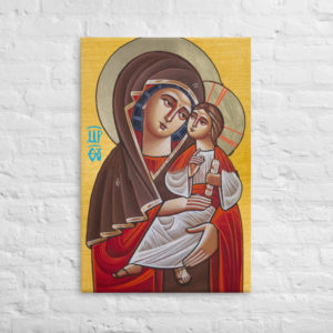 Our Lady Virgin Mary and Divine Child – Coptic Icon – wCanvas Wall Art Rosary.Team