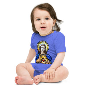 Cor Immaculatum Mariae – Baby short sleeve one piece Babies Rosary.Team