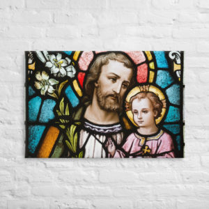 St Joseph with Jesus, the Divine Child – Canvas Wall Art Rosary.Team
