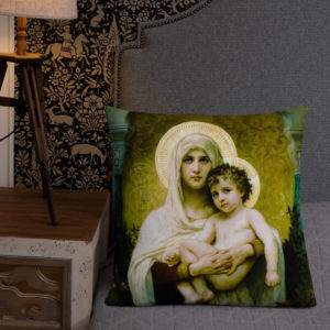 The Madonna of the Roses (Bouguereau) Premium Pillow Pillows Rosary.Team