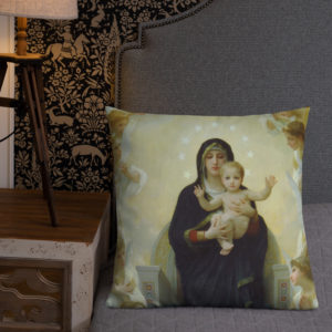 Regina Angelorum (Bouguereau) Premium Pillow Pillows Rosary.Team