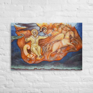 Elijah ascending in the fiery chariot #Canvas Wall Art Rosary.Team