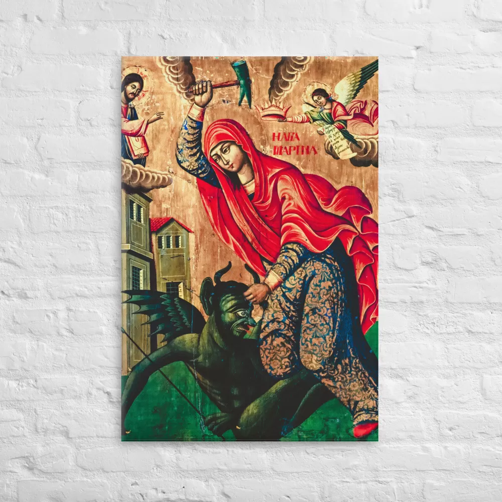 St Marina the Martyr hammering a devil #Canvas