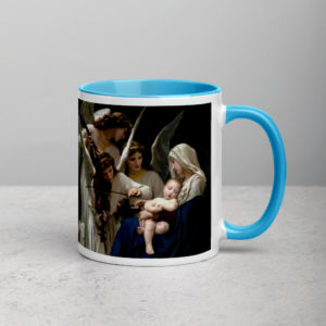 The Virgin with Angels (Bouguereau) Mug with Color Inside Drinkware Rosary.Team