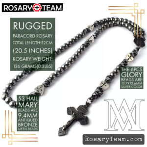 Rosary Warrior - Paracord Rugged Holy Rosary (Gun Black Metal)