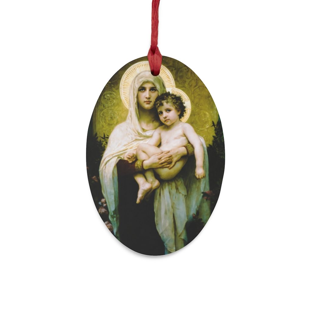 The Madonna of the Roses – William-Adolphe Bouguereau – Wooden #Christmas #Ornaments