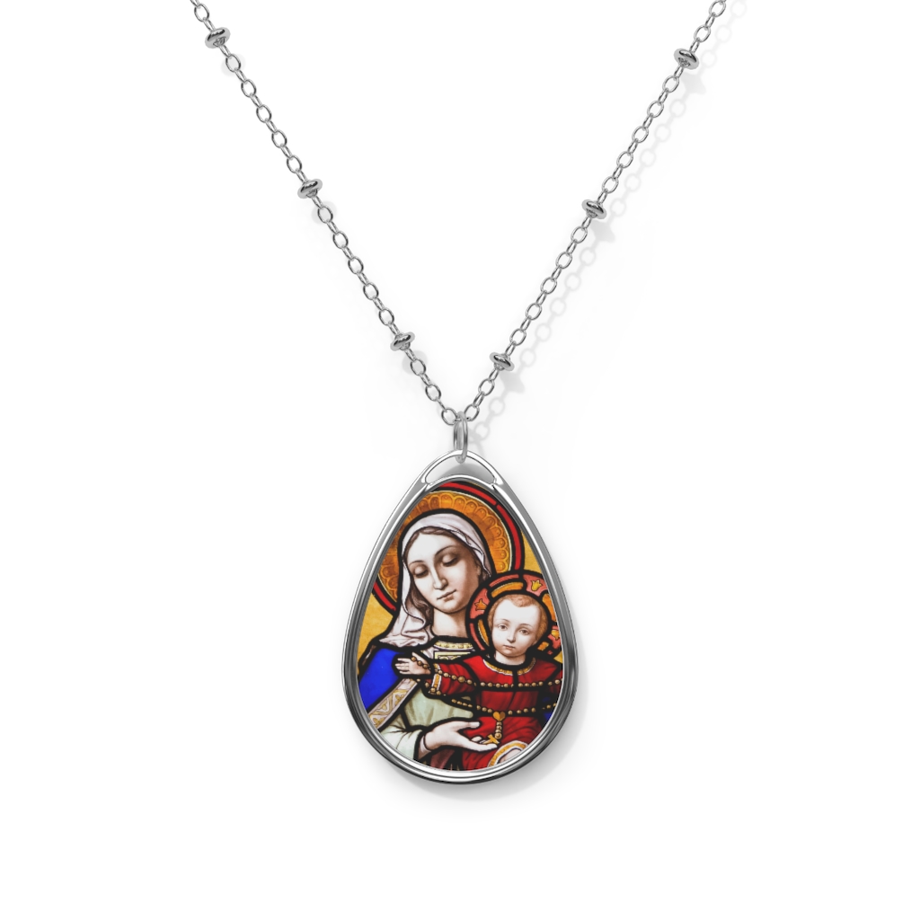 Holy Mother and Divine Child – Oval #Necklace