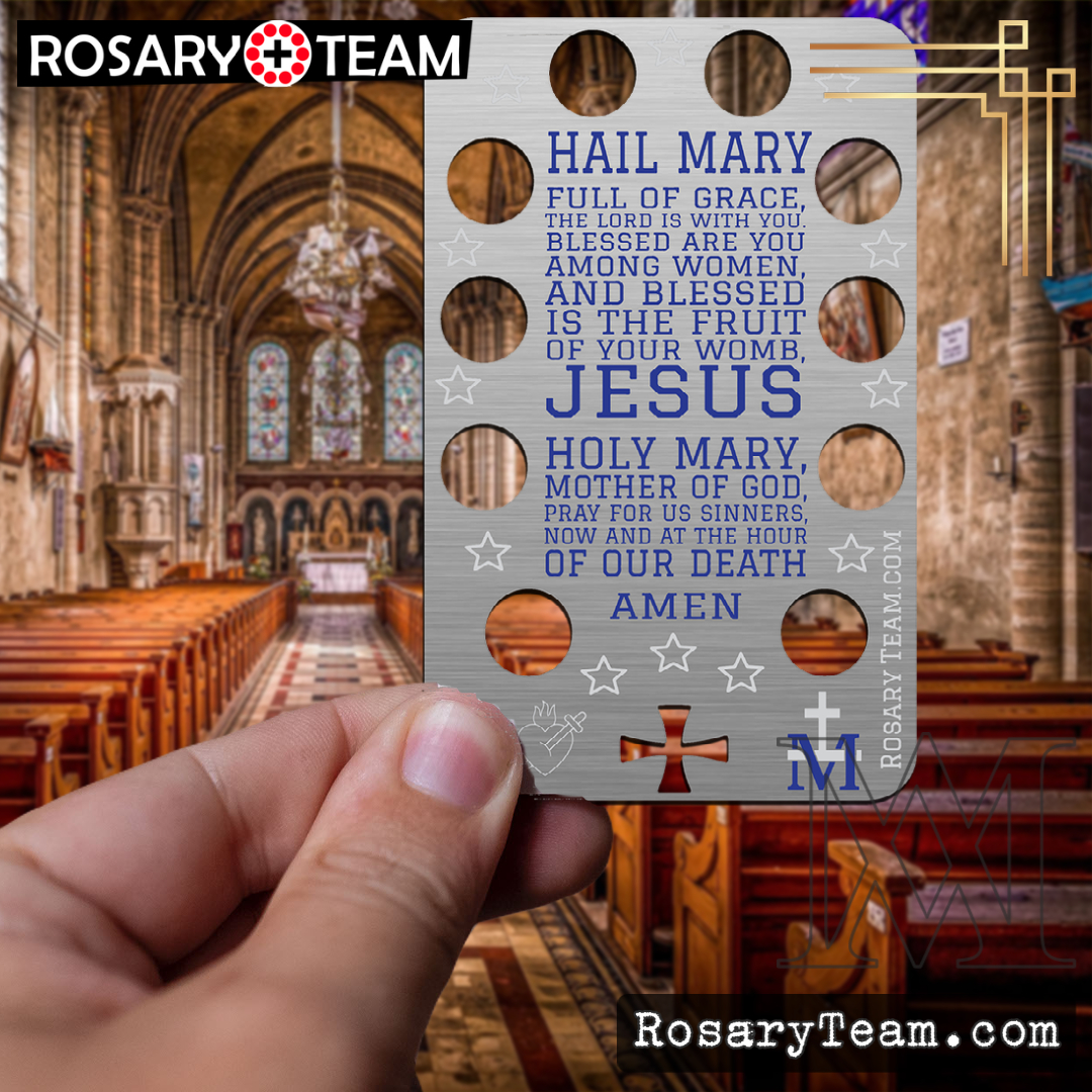 Rosary.Team One Decade Prayer Card – Hail Mary (English) Ave Maria (Latin)