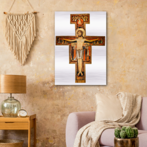St Damiano Cross – Brushed #Aluminum #MetallicIcon #AluminumPrint Brushed Aluminum Icons Rosary.Team