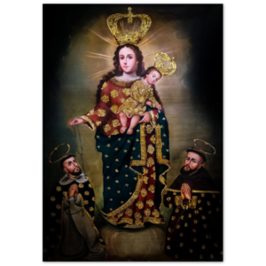 Our Lady of Las Lajas with St Dominic and St Francis of Assisi – Brushed #Aluminum #MetallicIcon #AluminumPrint