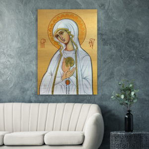 Our Lady of Fatima ✠ Brushed #Aluminum #MetallicIcon #AluminumPrint Brushed Aluminum Icons Rosary.Team