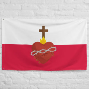The flag of Poland with Sacred Heart of Jesus #Flag