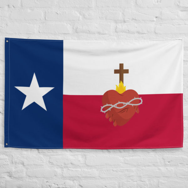 Flag of Texas with the Sacred Heart of Jesus #Flag