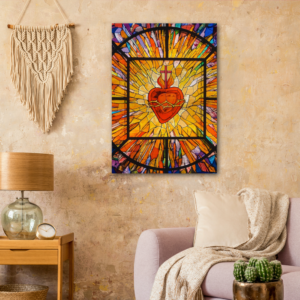 Sacred Heart (stained glass photo) ✠ Brushed #Aluminum #MetallicIcon #AluminumPrint