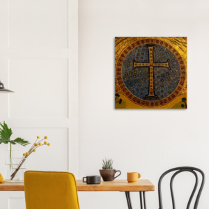 Mosaic Cross Ravenna – Brushed Aluminum Print Brushed Aluminum Icons Rosary.Team