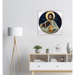 Icon of Christ Pantocrator ✠ Brushed #Aluminum #MetallicIcon #AluminumPrint Brushed Aluminum Icons Rosary.Team