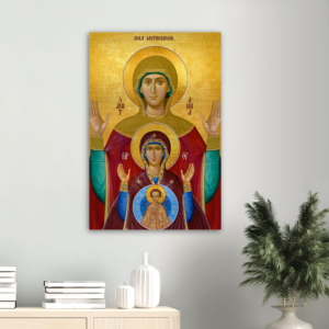 St. Anna, Mary and Christ. Brushed Aluminum Print Brushed Aluminum Icons Rosary.Team