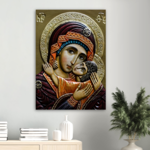 Mother of God – Brushed Aluminum Print Brushed Aluminum Icons Rosary.Team
