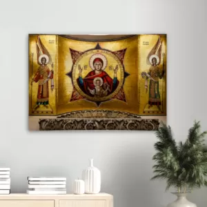 Theotokos of the Sign – Brushed Aluminum Print Brushed Aluminum Icons Rosary.Team