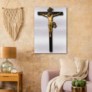 Crucified Christ ✠ Brushed #Aluminum #MetallicIcon #AluminumPrint Brushed Aluminum Icons Rosary.Team