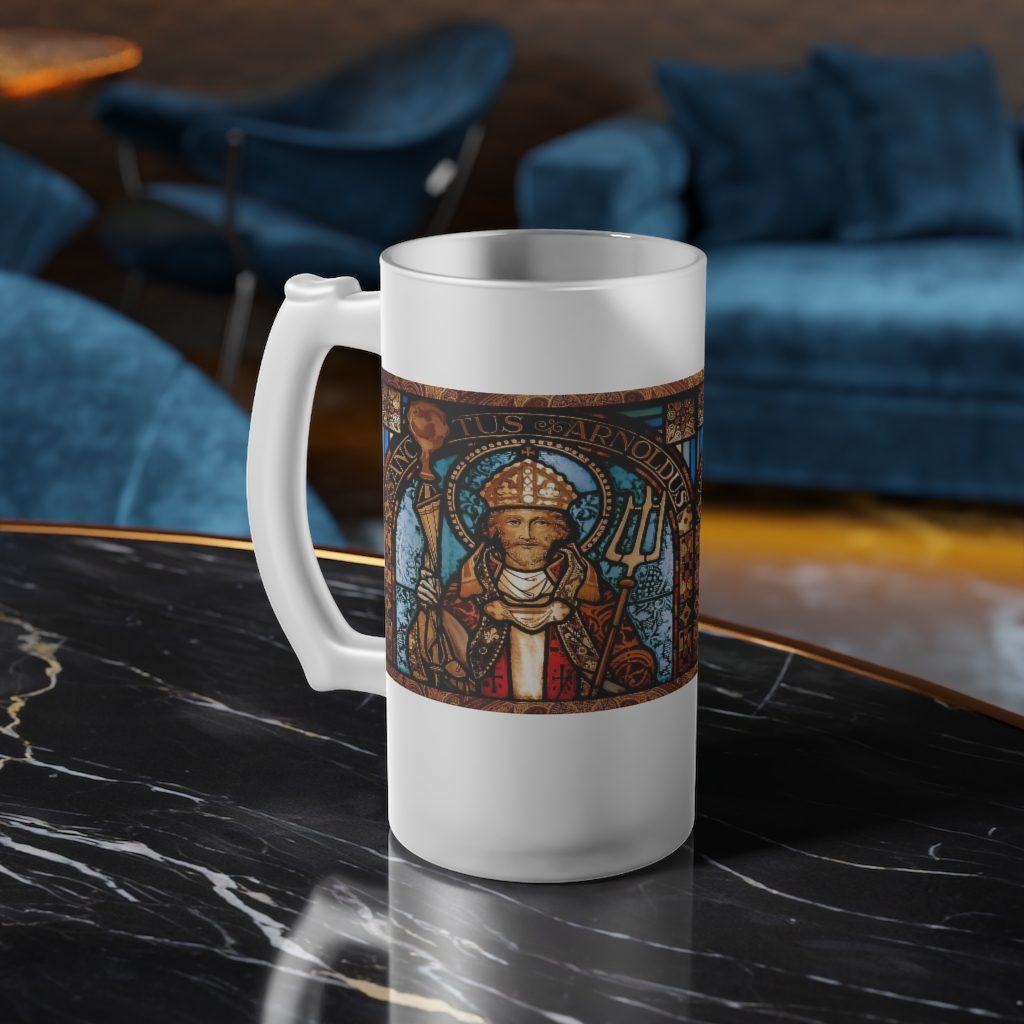 St. Arnulf of Soissons – Frosted Glass Beer Mug