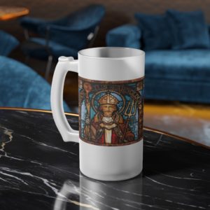 St. Arnulf of Soissons – Frosted Glass Beer Mug Drinkware Rosary.Team