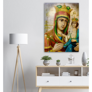 Russian Icon of the Most Holy Theotokos – Brushed Aluminum Print Brushed Aluminum Icons Rosary.Team