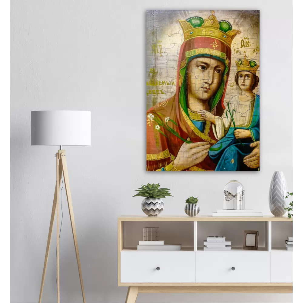 Russian Icon of the Most Holy Theotokos - Brushed Aluminum Print