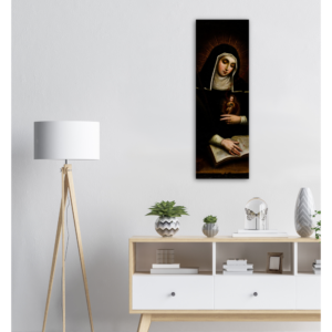 Saint Gertrude (Santa Gertrudis) – Brushed Aluminum Print Brushed Aluminum Icons Rosary.Team