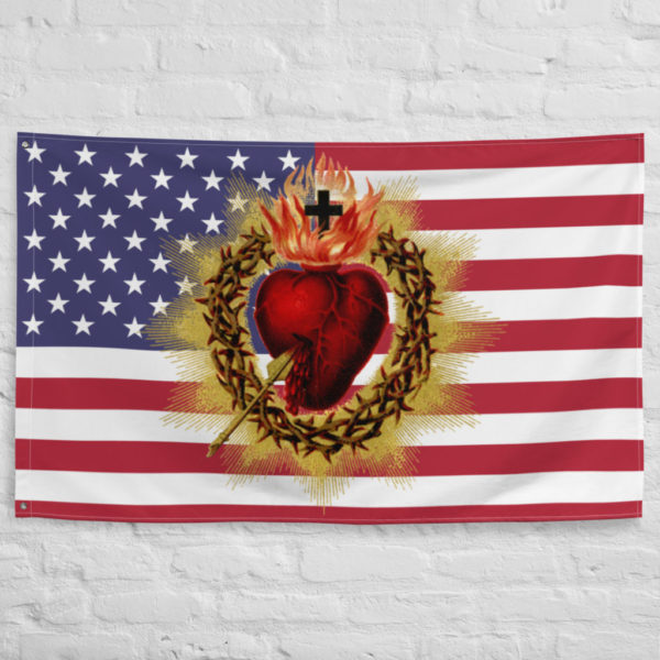USA Sacred Heart American #Flag horizontal