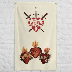 Triacordia – Three Hearts Pilgrimage #Flag vertical Accessories Rosary.Team