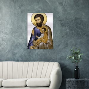 St Joseph and Divine Child – Brushed Aluminum Print Brushed Aluminum Icons Rosary.Team